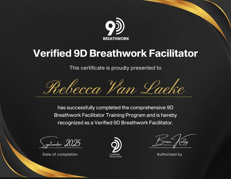 Certificaat Verified 9D Breathwork Facilitator, september 2025